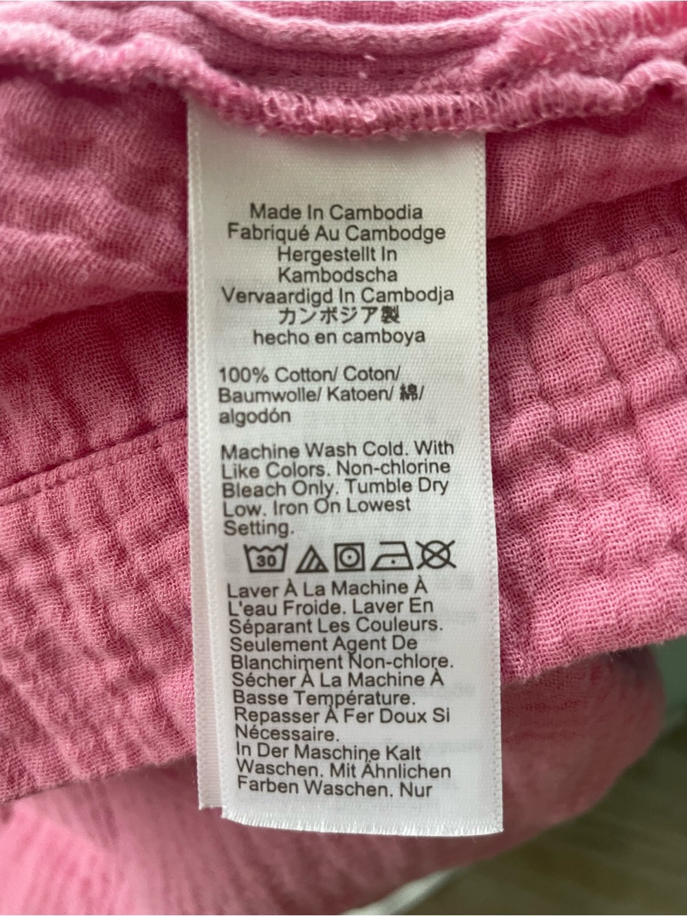 J Crew pink cotton gauze popover short-sleeve shirt dress, v-neck, pockets; M - Picture 6 of 6